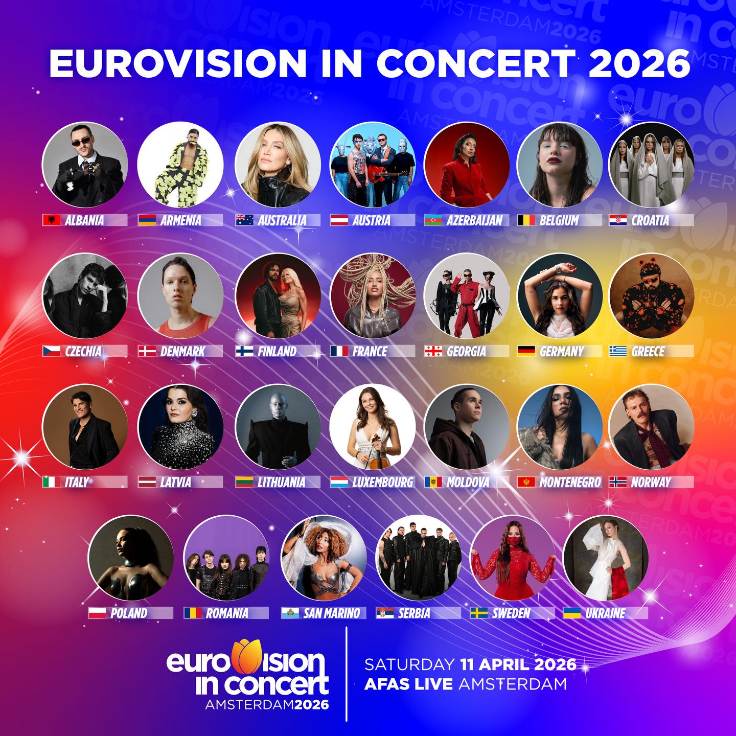 Teilnehmerfeld komplett: Diese Acts sind bei „Eurovision in Concert 2026“ dabei